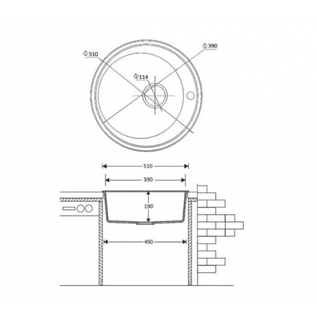 Кухонная гранитная мойка ARC 51 Antracit Fabiano